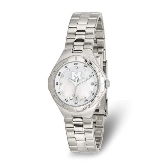 NWT LogoArt University Of Michigan Pearl Ladies MOP Dial Watch - Picture 2 of 3